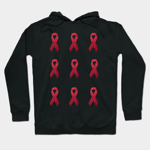 Red Faux Glitter Awareness Ribbon Pack Hoodie by Felicity-K